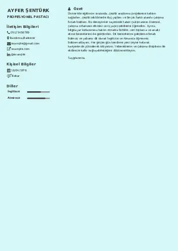 Pastacı Cv Örnekleri cv indir